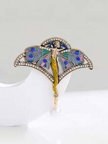 1pc Vintage Cloisonné Fairy Brooch With Sparkling Rhinestone-Encased Wings - Elegant Retro Statement Jewelry For Women & Men, Perfect For Formal Dresses, Casual Jackets, Coats, Scarves, Ideal For Christmas Parties Gift
