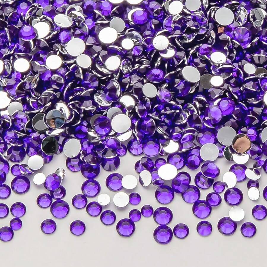 25000Pcs Purple Violet Rhinestones For Bedazzling Kit, 3-5mm Resin Flatback Rhinestones Bulk Bedazzle Gems Diamonds For Crafts DIY Shoes, Clothing{"Color_name":"PurpleViolet"} - UnguViolet - View 1