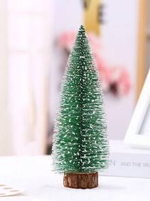 2 peças de simulação de pinheiro agulha mais neve - decoração de árvore de Natal branca de neve, materiais decorativos para mesa, mini árvore de Natal de fundo plano, árvores de Natal artificiais leves, decoração perfeita para mesa para ocasiões festivas (10 cm)
