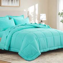7pcs Ultra-Soft Bed In A Bag, Down Alternative Bedding Sets With All Season Quilted Comforter, Flat Sheet, Fitted Sheet, Pillowcases -Gifts For The Family And Friends - 綠松石 - 查看 2