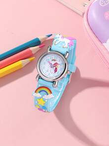 1 件新款彩虹独角兽石英手表，可爱礼物