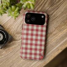 Red Gingham Ladybug Phone Case |   Cottagecore Insect Aesthetic Protective Phone Case For Ip 17 16 15 14 13 12 11 And Ss S22 23 24 - 混色 - 查看 6