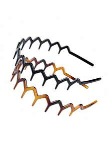 Set Of 2 Women Zig Zag Black Plastic Sharks Tooth Hair Comb Headband Fashion Women Leopard Hairbands Hair Accessories For Daily,Hairband,Hair Hoop Headbands - 彩色 - 查看 8