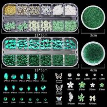 4 Boxes Green Nail Gems Bow Flower Nail Charms For Acrylics - Irregular Crystals, Nails Rhinestone & Accessories For Women Nails Art Design Nails Decor(Green){"Color_name":"Colorful-20"} - 多彩-20 - 查看 8