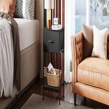 Black Nightstand, Bedside Table With Fabric Storage Drawer, Open  Shelf, Night Stand For Bedroom Furniture, End Table For Dorm, Entryway, 25.03" Height