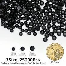 25000Pcs Black Rhinestones For Bedazzling Kit, 3-5mm Resin Flatback Rhinestones Bulk Bedazzle Gems Diamonds For Crafts DIY Shoes, Clothing{"Color_name":"Black"} - الأسود - مشاهدة 3