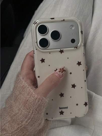 화이트 블랙 스타 패턴 패션 소프트 쉘 폰 충격 방지 케이스 아이폰 16 프로 맥스, 애플 15, 14 신형 모델, 12 프로, 13 프로 맥스 호환, 여성 생일 선물 봄을 위한 낙하 방지 보호 커버