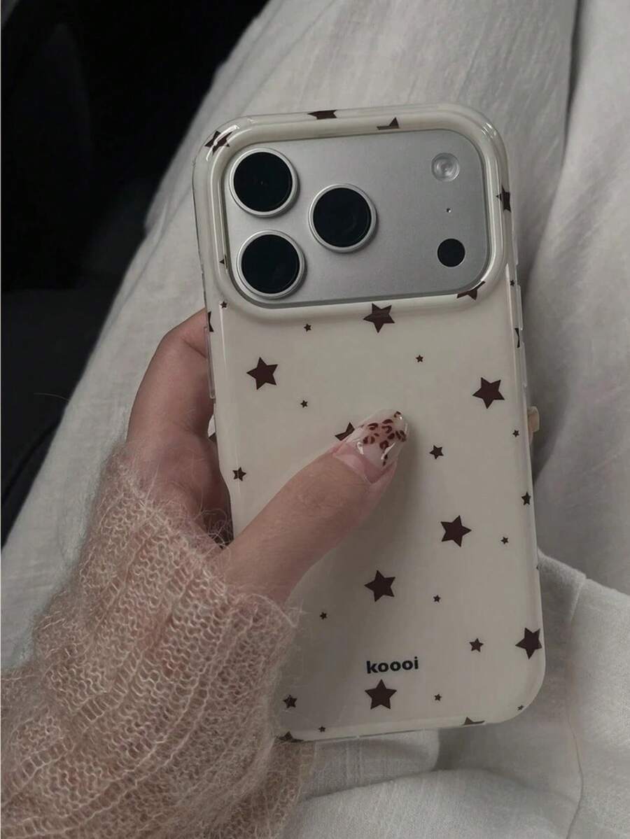 白色黑色星形图案时尚软壳手机防震保护壳,兼容 16 Pro Max、Apple 15、14新款、12 Pro、13 Pro Max,防摔保护套,女士生日礼物,春季适用 - 白色 - 查看 1