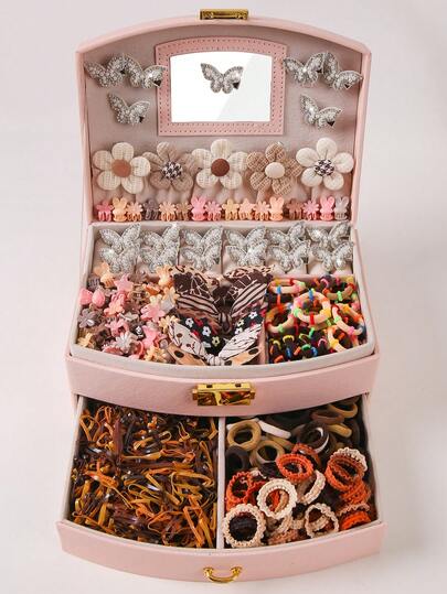 434pcs/Set Girls' Cute Rabbit Ear Hair Scrunchies, Elastic Hair Ties, Hair Clips, Hair Accessories For Daily Use