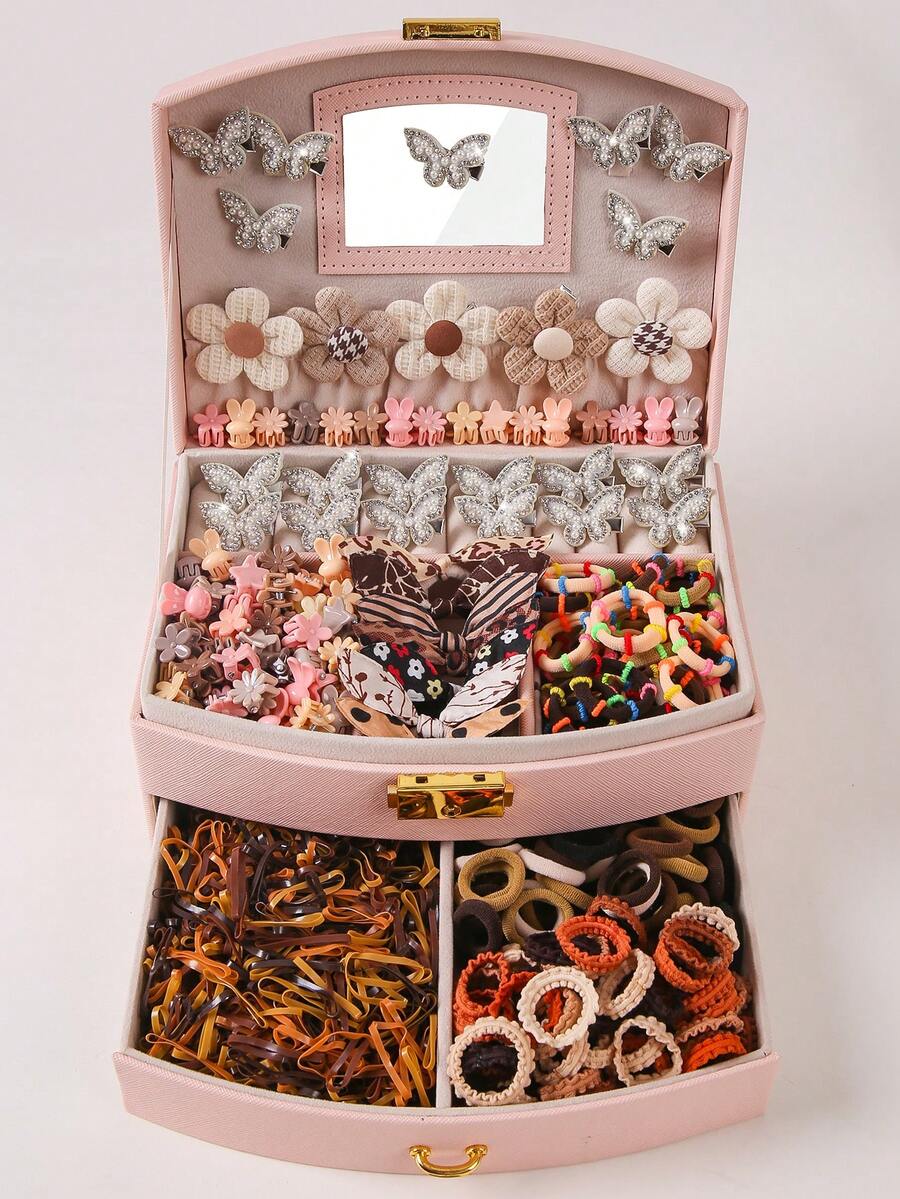 434pcs/Set Cute Rabbit Ear Hair Scrunchies, Elastic Hair Ties, Hair Clips, Hair Accessories For Girls, Suitable For Daily Use - Multicolor - View 1