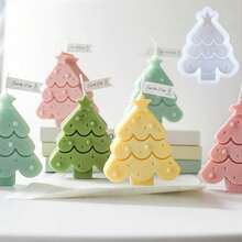 Molde de vela con tema navideño - Árbol de Navidad, Reno, Muñeco de nieve, pan de especias, jabones, bombas de baño, chocolates y manualidades de gelatina 1 pieza Decoraciones navideñas Pijamas navideños Regalos de Navidad Decoraciones navideñas