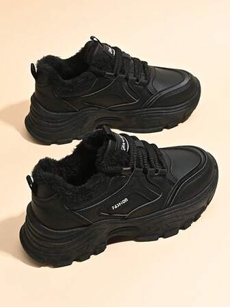 女士厚底保暖休闲厚底运动鞋，韩版风格，冬季百搭