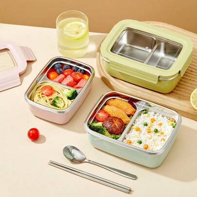 1 hộp cơm trưa chia ngăn bằng thép không gỉ 304 có nắp tháo rời, hộp đựng cơm trưa kín di động, hộp cơm bento dung tích lớn có thể tái sử dụng với một/hai ngăn, hộp đựng trái cây và salad, hộp giữ thực phẩm tươi đa chức năng, dùng được trong tủ lạnh và lò vi sóng, phù hợp cho học sinh và người lớn sử dụng tại nhà, trường học, văn phòng, tiệc tùng, cắm trại ngoài trời, dã ngoại, chuẩn bị cho năm học mới.