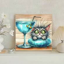 1 peça boia de natação para gato fofo, adesivo decorativo de bolha de vidro com desenho de animal e pintura diamante, artesanato faça você mesmo para decoração de Natal e Halloween