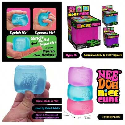 NeeDoh Nice Cube - Sensory Squeeze With Solid Squish - 2.25 Cube
