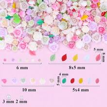 3D Flower Nail Charms Set,150pcs Mixed Size Camellia Rose Resin Charms,150pcs Mixed Size And Color Leaves,100pcs Round White Pearl Beads For Nail Accessories Nail Art (14-Rose-6color){"Color_name":"Rose-6color"} - 玫瑰-6色 - 查看 4