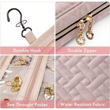 SFYBYHEART Travel Jewelry Organizer Case Jewelry Travel Bags For Women Large Capacity Travel Jewelry Case For TangleFree Earrings Necklaces Rings Storage Travel Accessories Pink.…