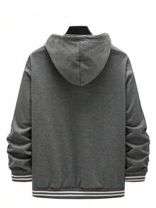 1 Bộ đồ nam thời trang đơn giản gồm áo khoác hoodie một hàng khuy + quần nhiều túi, bộ đồ đơn sắc tinh tế, vải chất lượng cao, quần áo mùa thu - Màu xám đen - Xem 3