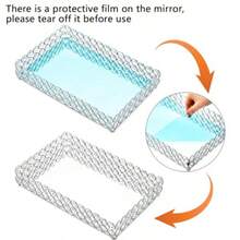 Crystal Cosmetic Makeup Tray Vanity Organizer Tray Metal Crystal Mirror Acrylic Tray Decorative Tray Storage For Home Decor Dresser Countertop Bathroom