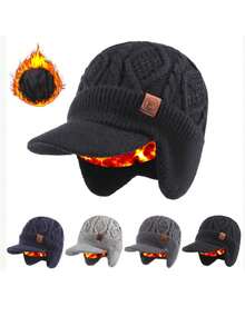 Gorro de punto grueso para otoño e invierno, sombrero de poliéster cálido y térmico con protección para las orejas, elegante y casual para clima frío, con estampado bohemio bordado, apto para uso en Halloween. - sombrero - Ver 17