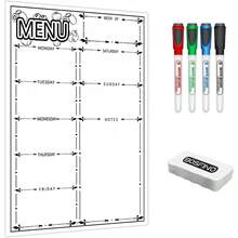 Magnetic Dry Erase Whiteboard Fridge, Weekly Meal Planner Whiteboard Kitchen Refrigerator, 16inchx 12inch - With 4 Markers And Eraser