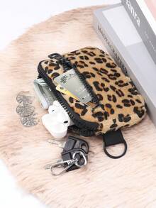 1pc Leopard Print Outdoor Multifunctional Carabiner Pouch, Can Store Earphones, Keys, Card Holder, Coin Purse, Casual Style, Product Size: 14.5cm*10cm*2cm Mini Wallet Small Wallet Wallet Keychain Coin Wallet - Multicolor - View 7