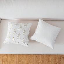 2pcs Quilted Plush Christmas Tree Pillow Covers, Christmas Style Suitable For Living Room, Bedroom, Sofa, All Seasons - White - View 7