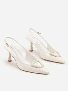 Elegant Pointed Slingback Heels - Women's Formal Shoes - White - View 5