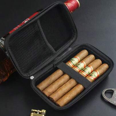 1pc Portable Cigar Box With Cigar Cutter And Humidifier, Waterproof And Moisture-Proof, Durable Sealed Design, Holds 8 Cigars, Perfect Birthday Gift For Men