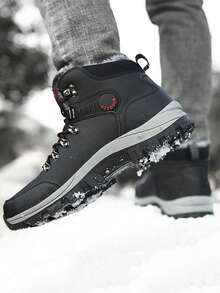1 Pair Men's Boots, 1 Pair Snow Boots, 1 Pair Men's Shoes, 1 Pair Women's Shoes, 1 Pair Women's Boots, Autumn/Winter Men's Boots, Women's Boots, Outdoor Casual Sports Shoes, Snow Sports Boots, Gray Boots, Lace-Up Non- Boots, Fashionable Platform Boots, High-Quality Winter Boots, Hiking Boots, Temperature-Retaining Boots, High-Quality Long Fur Lining Boots, Luxury Shoes, Large Sizes 36-48, Christmas Gifts For Family And Friends - Black - View 7