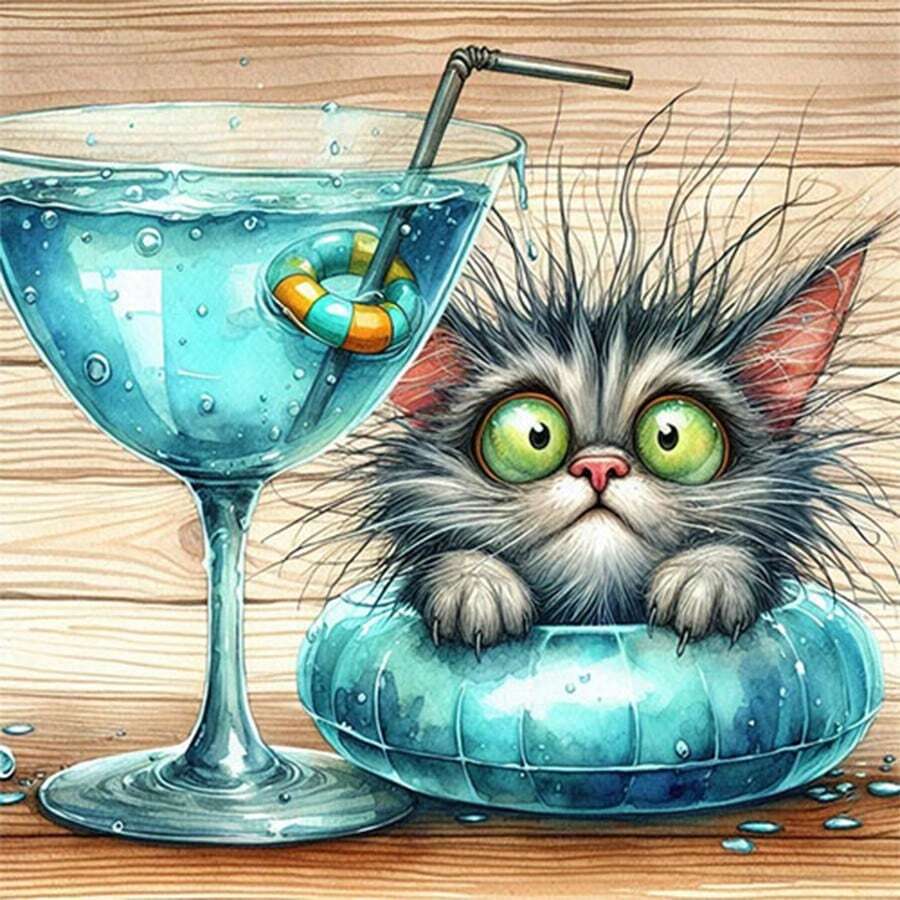 1 peça boia de natação para gato fofo, adesivo decorativo de bolha de vidro com desenho de animal e pintura diamante, artesanato faça você mesmo para decoração de Natal e Halloween