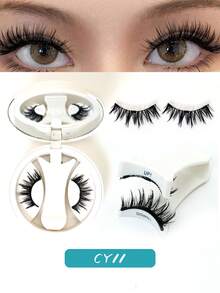 1 Pair/Set CC Curl Magnetic False Eyelashes Kit With Professional Tweezer, Reusable, No Glue Needed, Suitable For Lazy Ones, Natural Manga Lash Brush Design, 3D Volume Fake Lash Strips For Lovely Eye Lift Look, Suitable For Daily Wear, Work, Study, Travel, Party, Women's Gift, Women's Christmas Gift Strip Lashes,Lashes,Eyelashes,Fake Lashes