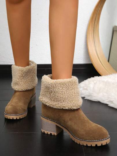 Coarse Heel, Round Toe, Short Tube, High Heels, High Waterproof Platform, Simple And Fashionable, Versatile Women's High Heels, Winter Boots