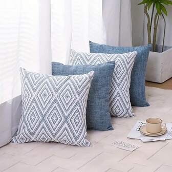 4 pièces Housse de coussin de tête de lit de style bohème pour canapé-lit, taies d'oreiller imprimées en lin doux, 45x45cm, sans insert de coussin, cadeau simple, coussins de canapé, étoile, style décoratif, facile à utiliser, oreiller, coussins de canapé, décoration d'intérieur