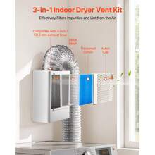 3-In-1 Indoor Dryer Vent Kit,Premium ABS Material Fits 4 Inch Exhaust Port, Smart Overheating Reminder Exhaust Hood & Easy-To-Detach Mesh Cap & Multi-Layer Purification With 4 Replacement Pads - Square Without Water Tank Metal - View 2