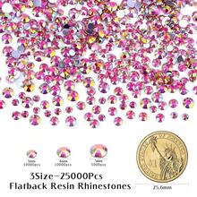 25000Pcs Rose AB Rhinestones For Bedazzling Kit, 3-5mm Resin Flatback Rhinestones Bulk Bedazzle Gems Diamonds For Crafts DIY Shoes, Clothing{"Color_name":"RoseAB"} - 羅斯AB - 查看 3
