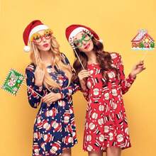 30pcs Glittery Christmas Photo Booth Props Christmas Peppermint Candy Photo Props Kit For Sweet Xmas Party Decorations Supplies Christmas Round Lollipop Themed Selfie Props Pose Sign