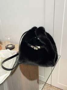 BAILEE A Women's Crossbody Bag Made Of Soft Plush Material Suitable For Autumn And Winter, Featuring A Large Capacity, Solid Color, And A Double Handle With A Cross Design. It Is Suitable For University, Work, Business, Commuting, Outdoor Activities, Travel, Picnics, Office Use, Work, Shopping, Attending Dinners, And Fashion Events. It Is Also A Great Gift For Friends. - Multicolor - View 8