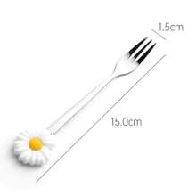 Cuchara de café de diseño de frutas de dibujos animados de 15 cm, cuchara de helado creativa de acero inoxidable, tenedor, cuchara de té de mango largo para remover - Plateado - Ver 10