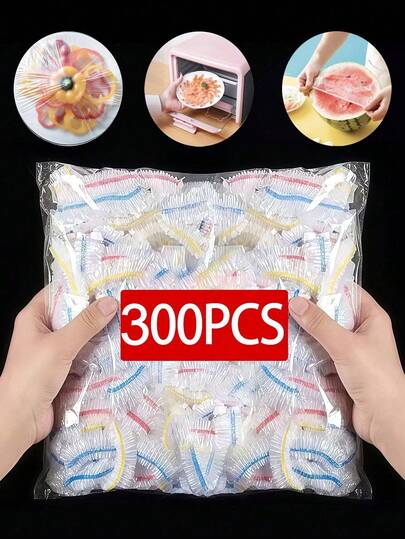 100/200/300 件可重复使用的弹性食物碗保护盖，色彩鲜艳，带有弹性和自密封封口，可拉伸食物盖，适用于不同尺寸的碗和盘子，用于保持剩余食物新鲜，适用于覆盖碗，非常适合厨房、野餐、烧烤、厨房配件