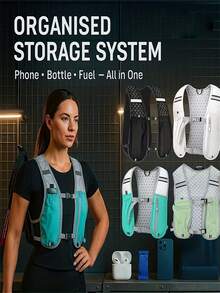 Chaleco deportivo ligero para mujer con almacenamiento multifuncional, bolsa de pecho para botella de agua y teléfono durante la carrera - Equipo de exterior mochila portátil, disponible en 4 colores