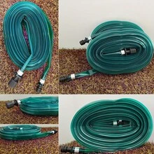 1 pieza Manguera de jardín plana y flexible de material PVC, con conector estándar de EE. UU./UE, manguera conectable a prueba de fugas, manguera de agua de jardín plana con gotas, manguera de riego por goteo, manguera de infiltración de agua, perfecta para céspedes, macizos de flores y jardines