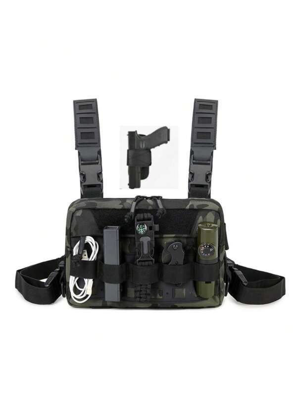 Bolsa de pecho para hombres y mujeres para exteriores, chaleco táctico para correr y ciclismo, bolsa de pecho EDC adecuada para deportes y ejercicio