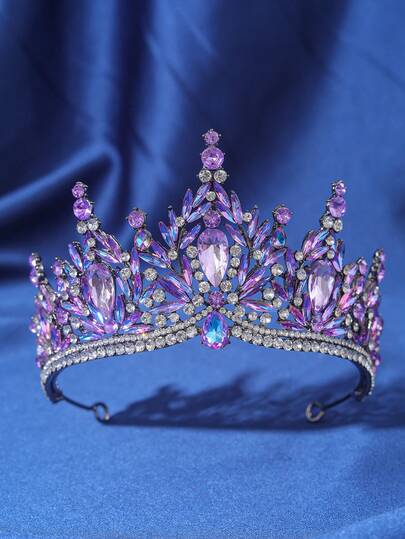 1pc Elegant Zinc Alloy Rhinestone Women's Baroque Crown Headpiece, Bridal Wedding Hair Accessory, Romantic Princess Ball Party Tiara