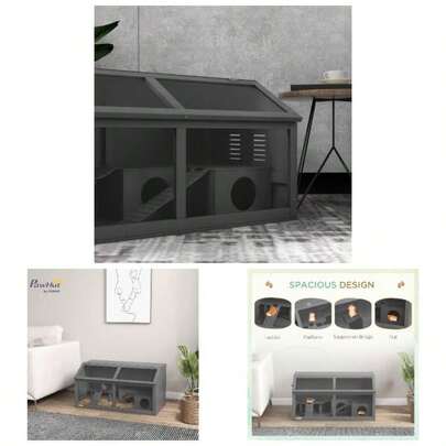 Wooden Hamster Cage, Gerbil Cage Hamster With Exercise House, Openable Top 85x 45x 44cm -