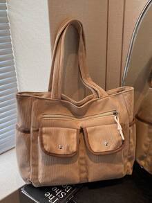 1pc Multi-Pocket Large Capacity Shoulder Tote Bag, Suitable For Traveling, Shopping, Vacation