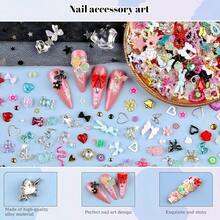 3D Flower Nail Charms Set,150pcs Mixed Size Camellia Rose Resin Charms,150pcs Mixed Size And Color Leaves,100pcs Round White Pearl Beads For Nail Accessories Nail Art (32-Metal-Colorful){"Color_name":"Metal-Colorful"} - 金屬彩色 - 查看 4