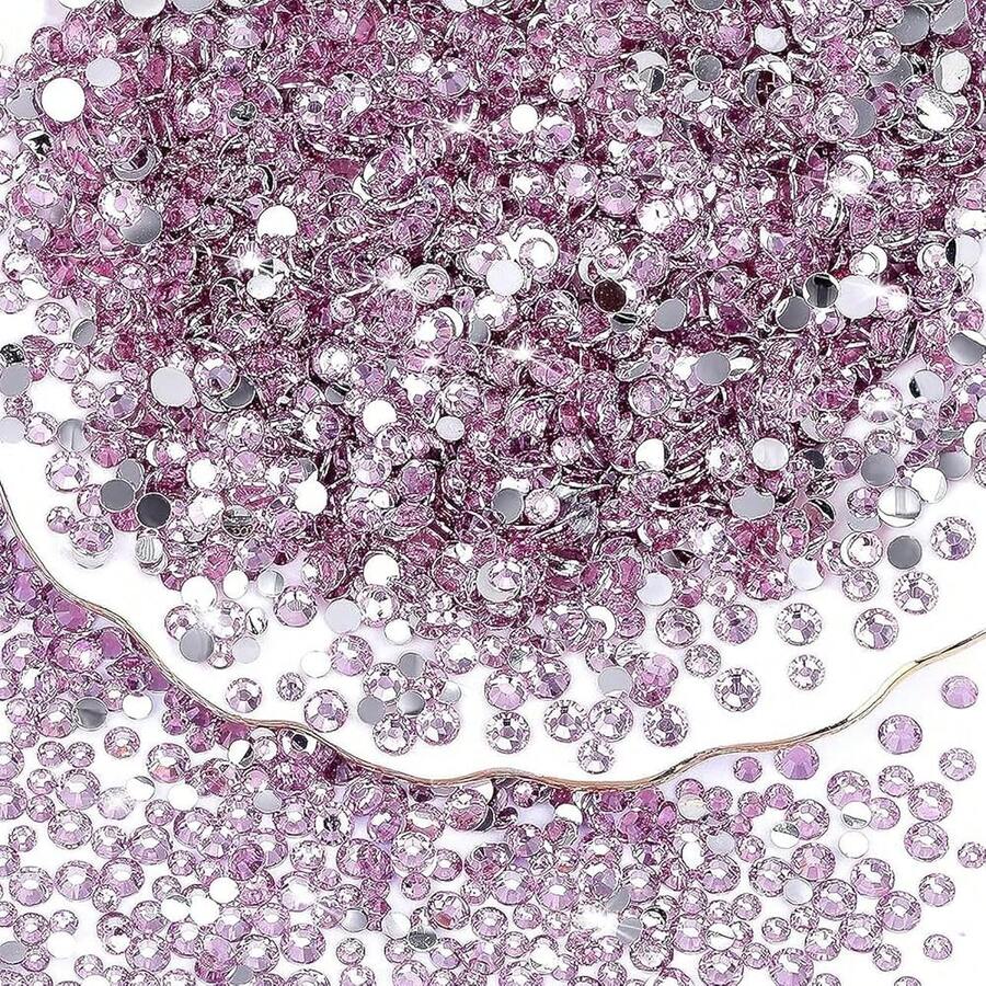 25000Pcs Light Pink Rhinestones For Bedazzling Kit, 3-5mm Resin Flatback Rhinestones Bulk Bedazzle Gems Diamonds For Crafts DIY Shoes, Clothing{"Color_name":"LightPink"} - Lightpink - 查看 1