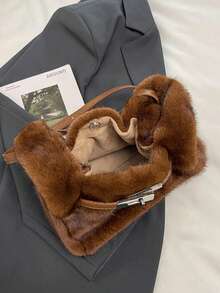 BAILEE A Women's Crossbody Bag Made Of Soft Plush Material Suitable For Autumn And Winter, Featuring A Large Capacity, Solid Color, And A Double Handle With A Cross Design. It Is Suitable For University, Work, Business, Commuting, Outdoor Activities, Travel, Picnics, Office Use, Work, Shopping, Attending Dinners, And Fashion Events. It Is Also A Great Gift For Friends. - Multicolor - View 11