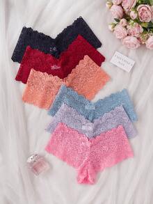 6pcs/Pack Plus Size Women Lace Sexy Bikini Panties - Multicolor - View 3